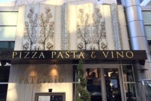 Storefront Sign Pizza Pasta & Vino Dallas, TX
